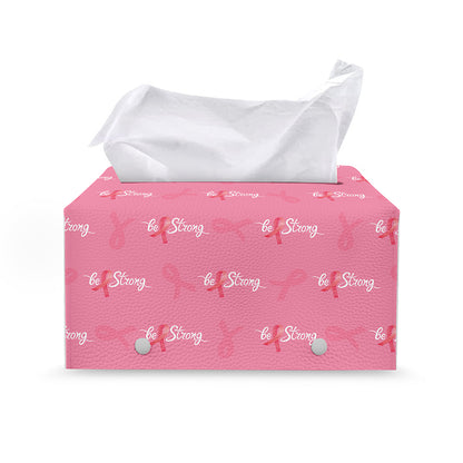 Be Strong Breast Cancer Pattern Print Leather Tissue Box Cover