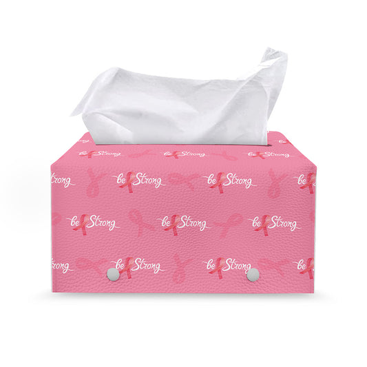 Be Strong Breast Cancer Pattern Print Leather Tissue Box Cover