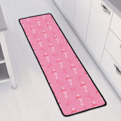 Be Strong Breast Cancer Pattern Print Long Kitchen Mat