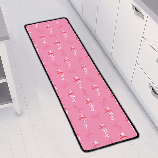 Be Strong Breast Cancer Pattern Print Long Kitchen Mat