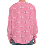 Be Strong Breast Cancer Pattern Print Long Sleeve Baseball Jersey