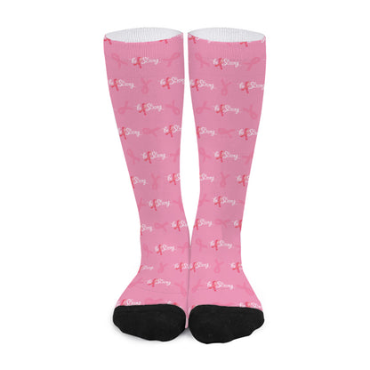 Be Strong Breast Cancer Pattern Print Long Socks