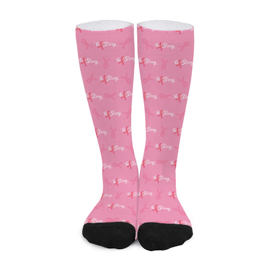 Be Strong Breast Cancer Pattern Print Long Socks