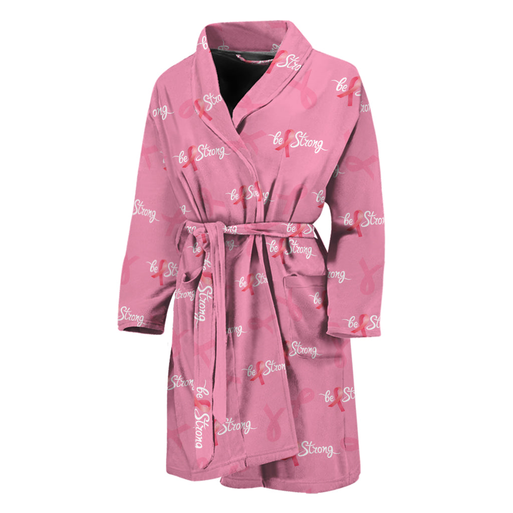 Be Strong Breast Cancer Pattern Print Men's Bathrobe