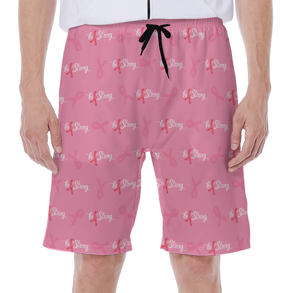 Be Strong Breast Cancer Pattern Print Men's Beach Shorts
