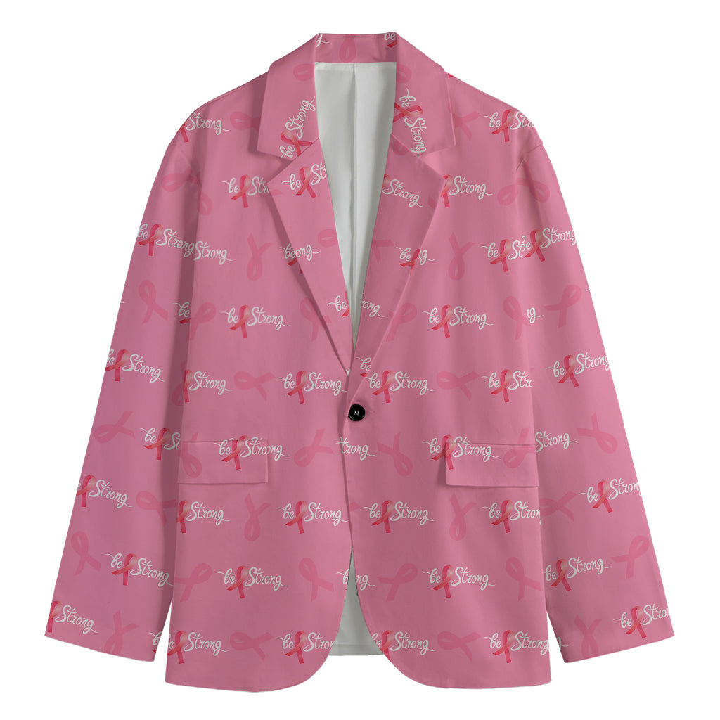 Be Strong Breast Cancer Pattern Print Men's Blazer