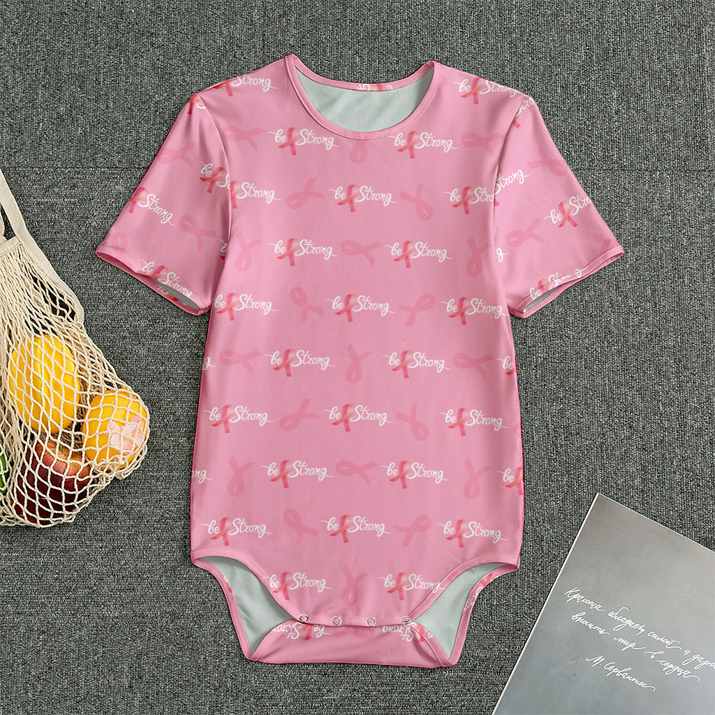 Be Strong Breast Cancer Pattern Print Men's Bodysuit