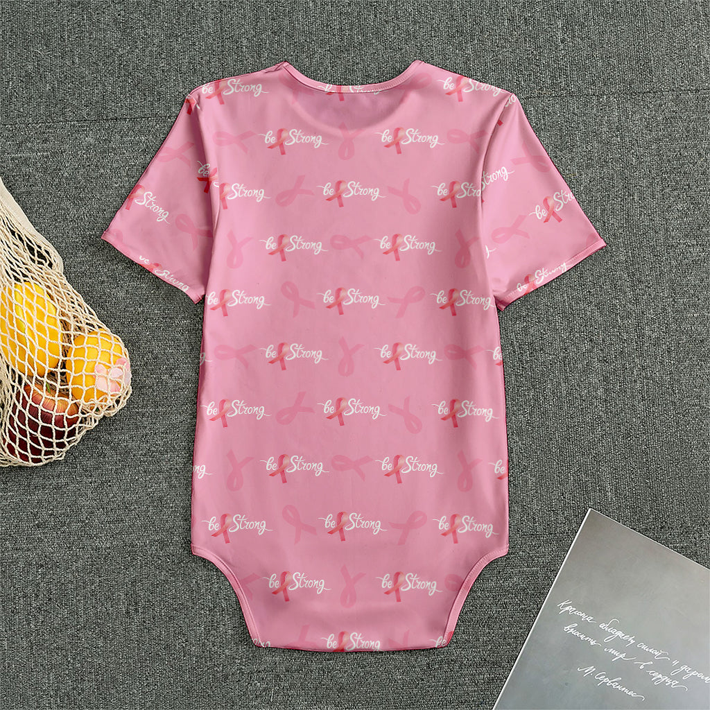 Be Strong Breast Cancer Pattern Print Men's Bodysuit