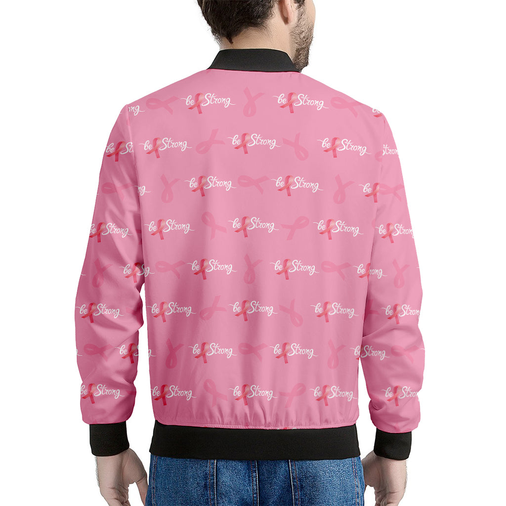 Be Strong Breast Cancer Pattern Print Men's Bomber Jacket