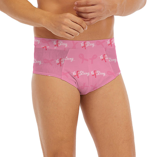 Be Strong Breast Cancer Pattern Print Men's Briefs