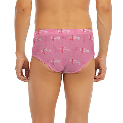 Be Strong Breast Cancer Pattern Print Men's Briefs