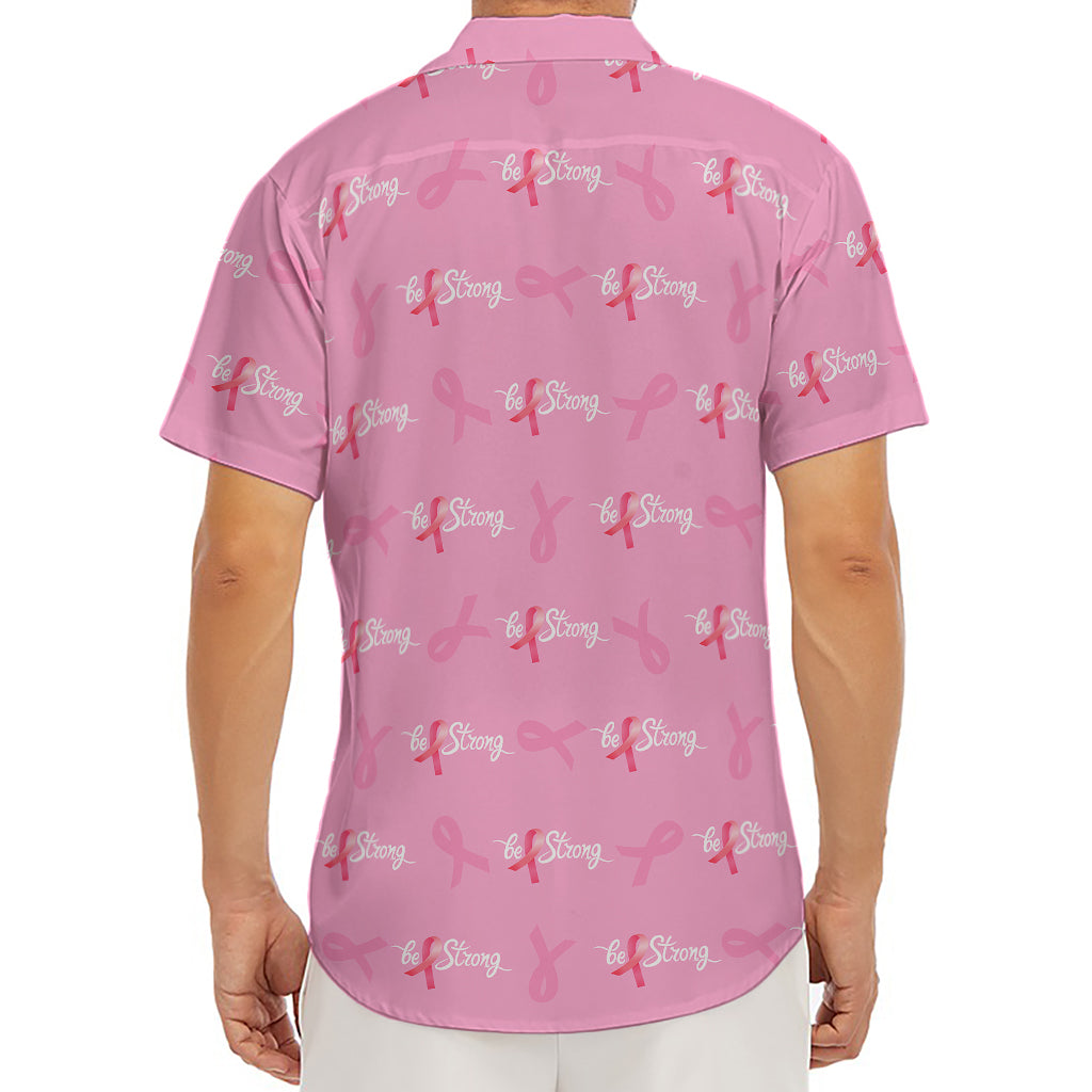 Be Strong Breast Cancer Pattern Print Men's Deep V-Neck Shirt