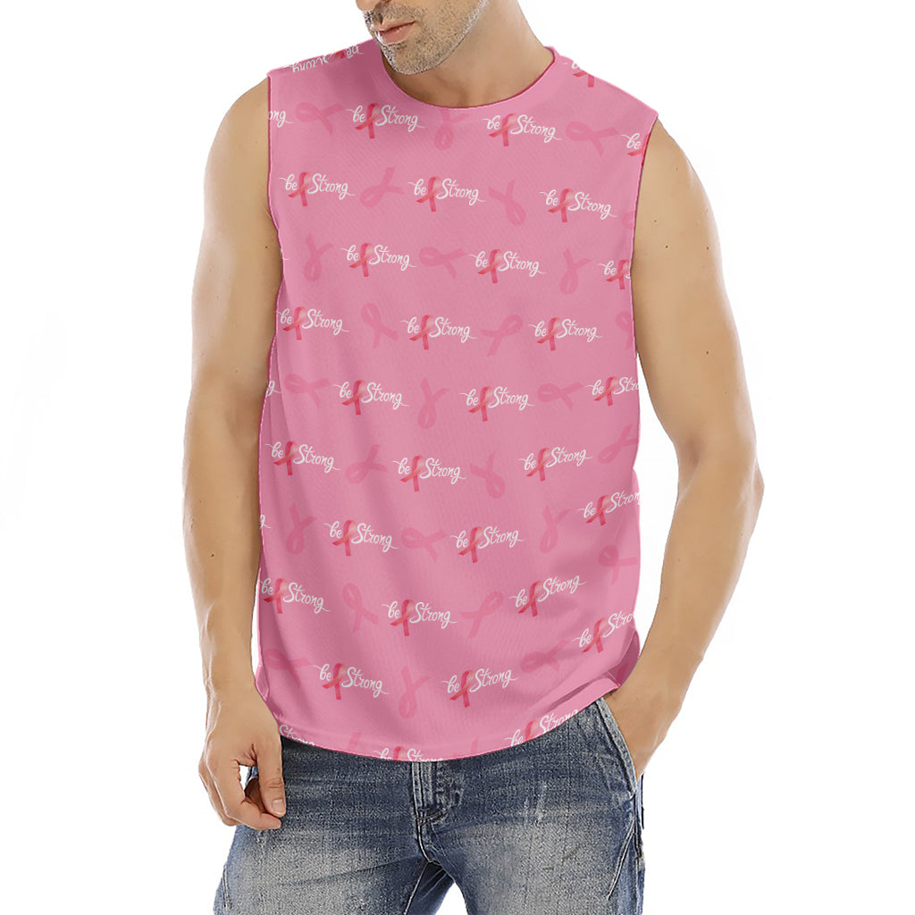 Be Strong Breast Cancer Pattern Print Men's Fitness Tank Top