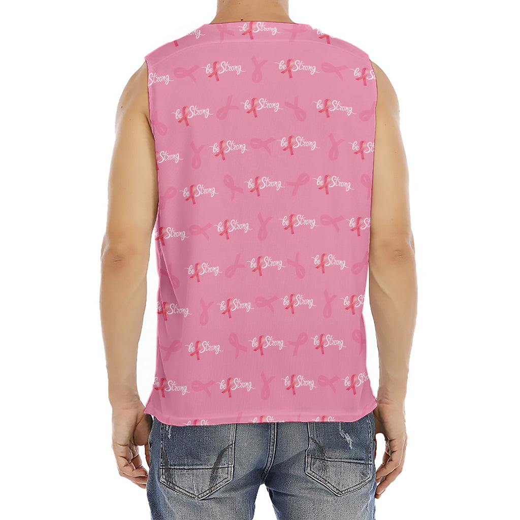 Be Strong Breast Cancer Pattern Print Men's Fitness Tank Top