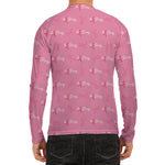 Be Strong Breast Cancer Pattern Print Men's Long Sleeve Rash Guard