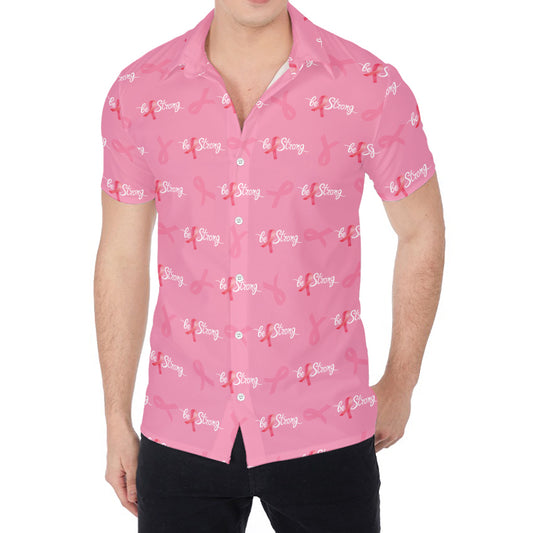 Be Strong Breast Cancer Pattern Print Men's Shirt