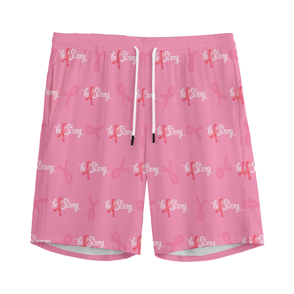 Be Strong Breast Cancer Pattern Print Men's Sports Shorts