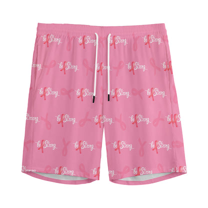 Be Strong Breast Cancer Pattern Print Men's Sports Shorts