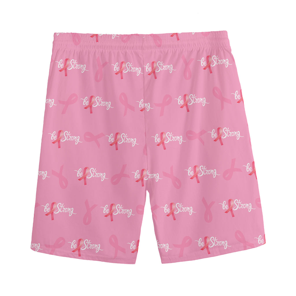 Be Strong Breast Cancer Pattern Print Men's Sports Shorts