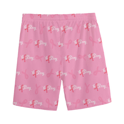 Be Strong Breast Cancer Pattern Print Men's Sports Shorts