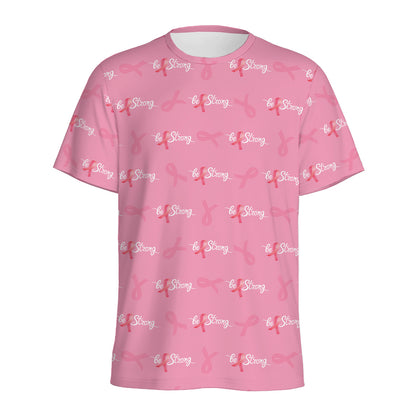 Be Strong Breast Cancer Pattern Print Men's Sports T-Shirt