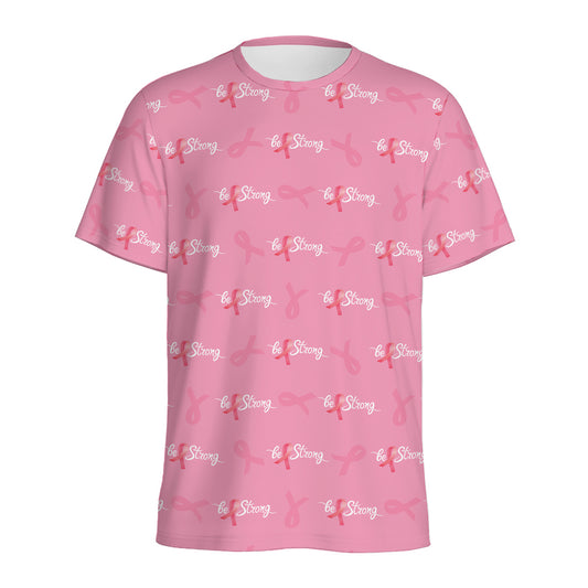 Be Strong Breast Cancer Pattern Print Men's Sports T-Shirt