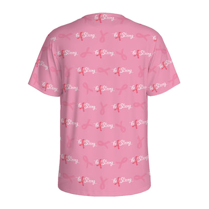 Be Strong Breast Cancer Pattern Print Men's Sports T-Shirt