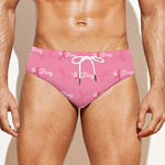 Be Strong Breast Cancer Pattern Print Men's Swim Briefs