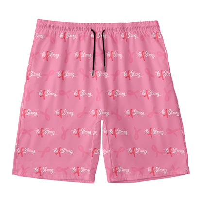 Be Strong Breast Cancer Pattern Print Men's Swim Trunks