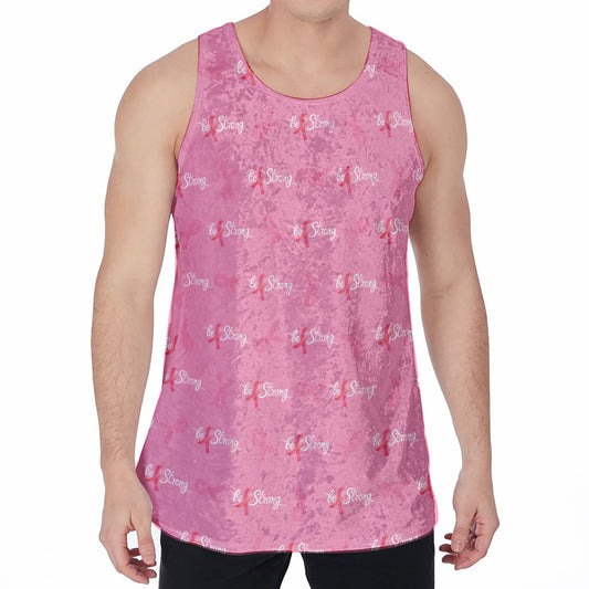 Be Strong Breast Cancer Pattern Print Men's Velvet Tank Top