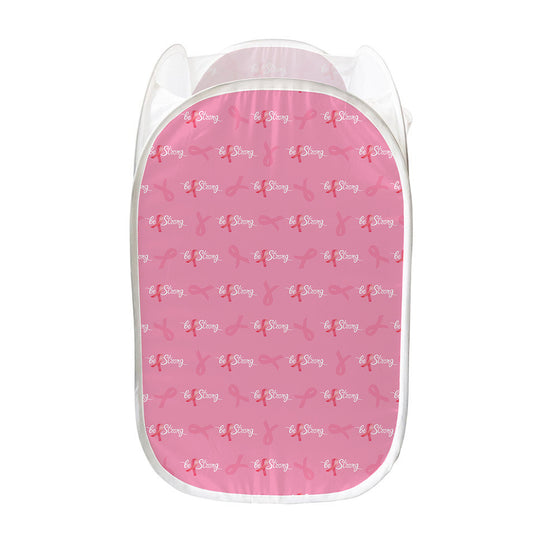 Be Strong Breast Cancer Pattern Print Mesh Laundry Hamper
