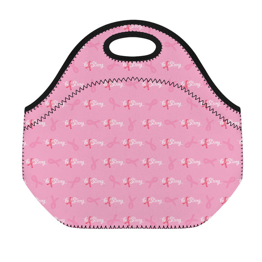 Be Strong Breast Cancer Pattern Print Neoprene Lunch Bag