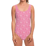 Be Strong Breast Cancer Pattern Print One Piece Swimsuit