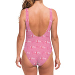 Be Strong Breast Cancer Pattern Print One Piece Swimsuit