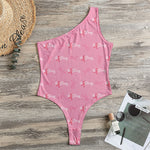 Be Strong Breast Cancer Pattern Print One Shoulder Bodysuit