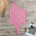 Be Strong Breast Cancer Pattern Print One Shoulder Bodysuit