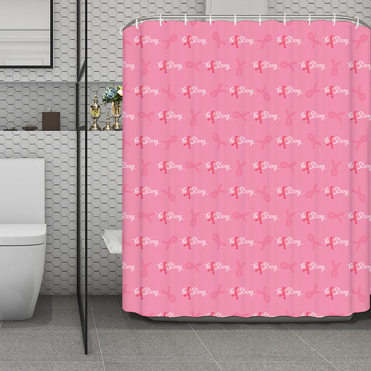 Be Strong Breast Cancer Pattern Print Polyester Shower Curtain