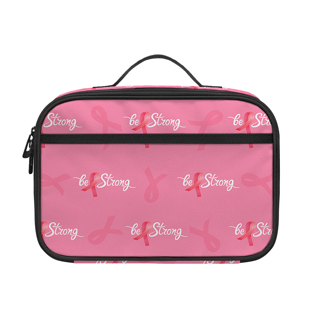Be Strong Breast Cancer Pattern Print Portable Lunch Bag