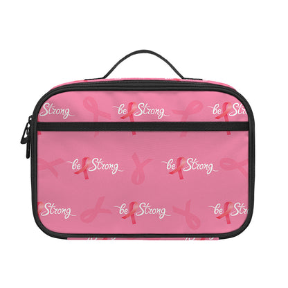 Be Strong Breast Cancer Pattern Print Portable Lunch Bag