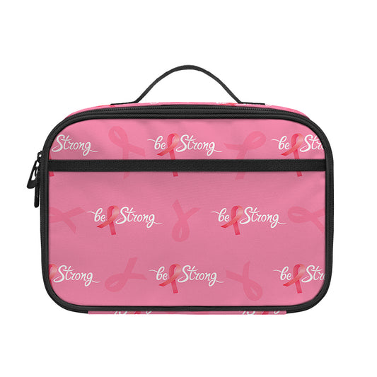Be Strong Breast Cancer Pattern Print Portable Lunch Bag