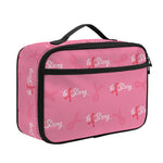 Be Strong Breast Cancer Pattern Print Portable Lunch Bag