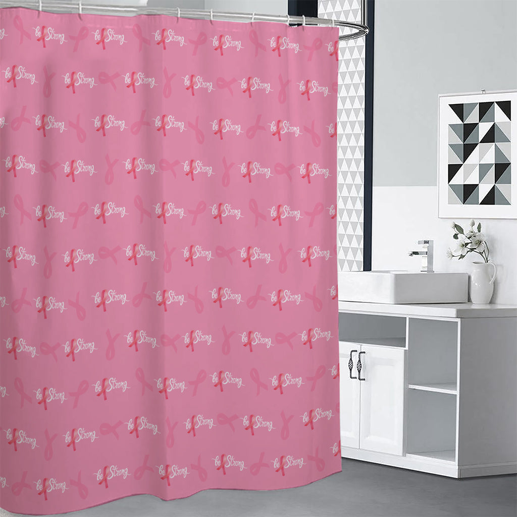 Be Strong Breast Cancer Pattern Print Premium Shower Curtain