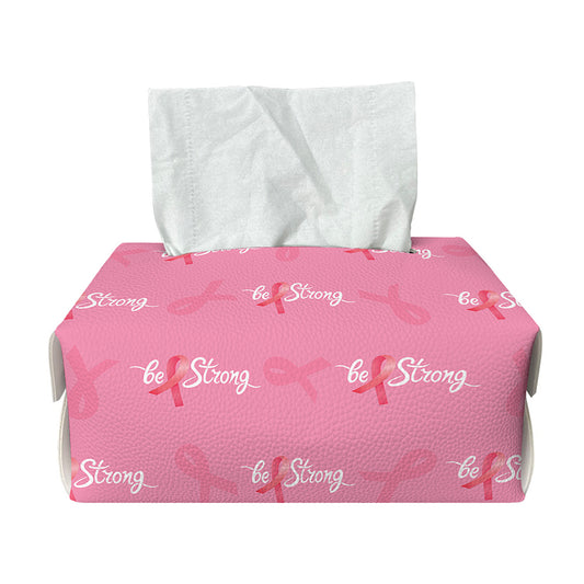 Be Strong Breast Cancer Pattern Print Rectangle Tissue Box Cover