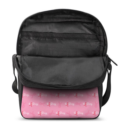 Be Strong Breast Cancer Pattern Print Rectangular Crossbody Bag
