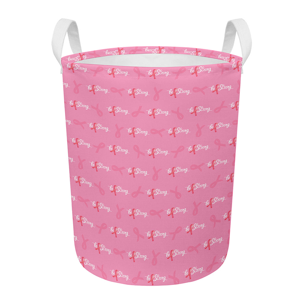 Be Strong Breast Cancer Pattern Print Round Laundry Basket
