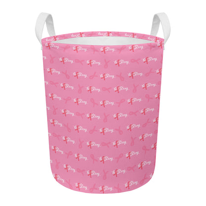 Be Strong Breast Cancer Pattern Print Round Laundry Basket