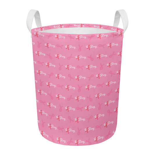 Be Strong Breast Cancer Pattern Print Round Laundry Basket