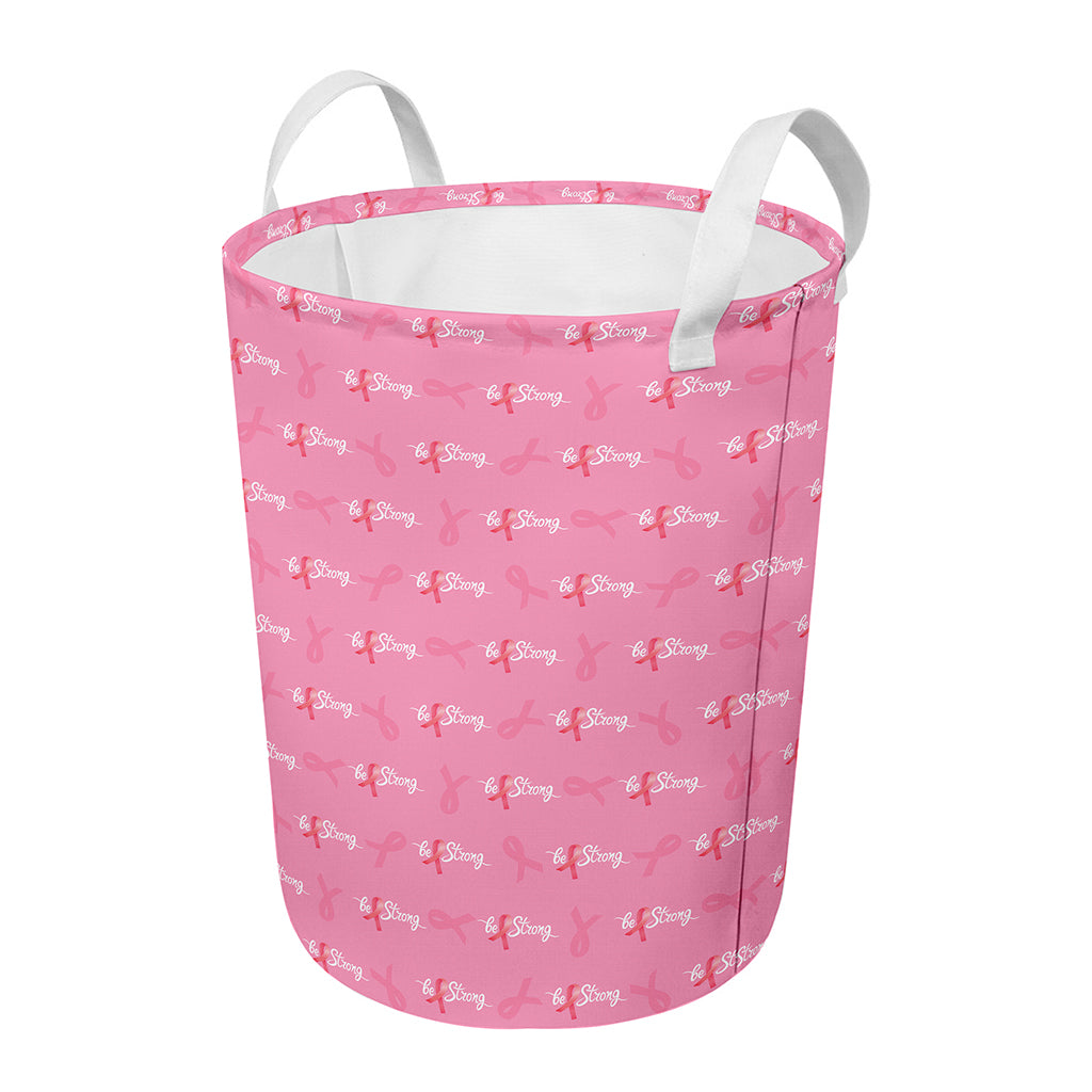 Be Strong Breast Cancer Pattern Print Round Laundry Basket