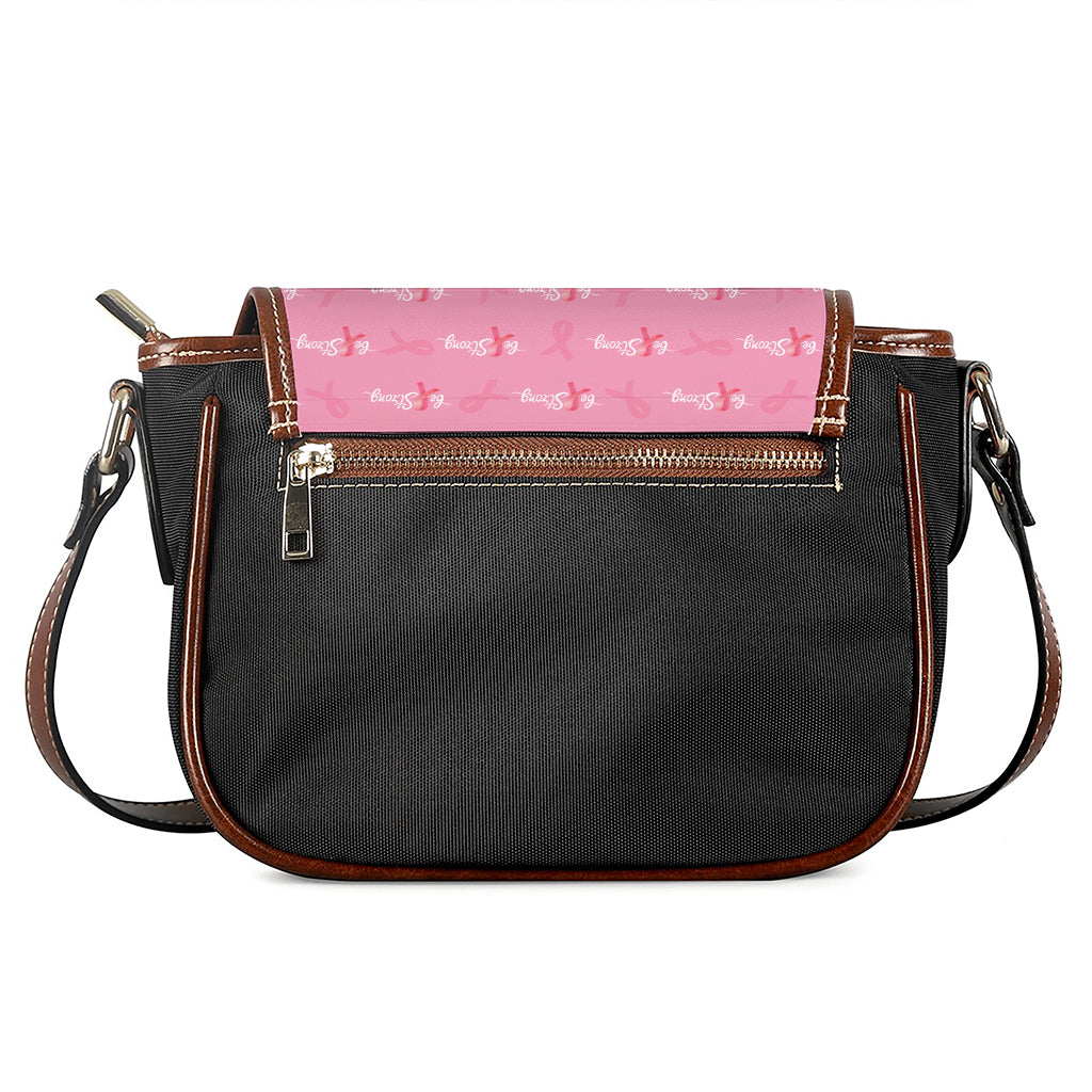 Be Strong Breast Cancer Pattern Print Saddle Bag