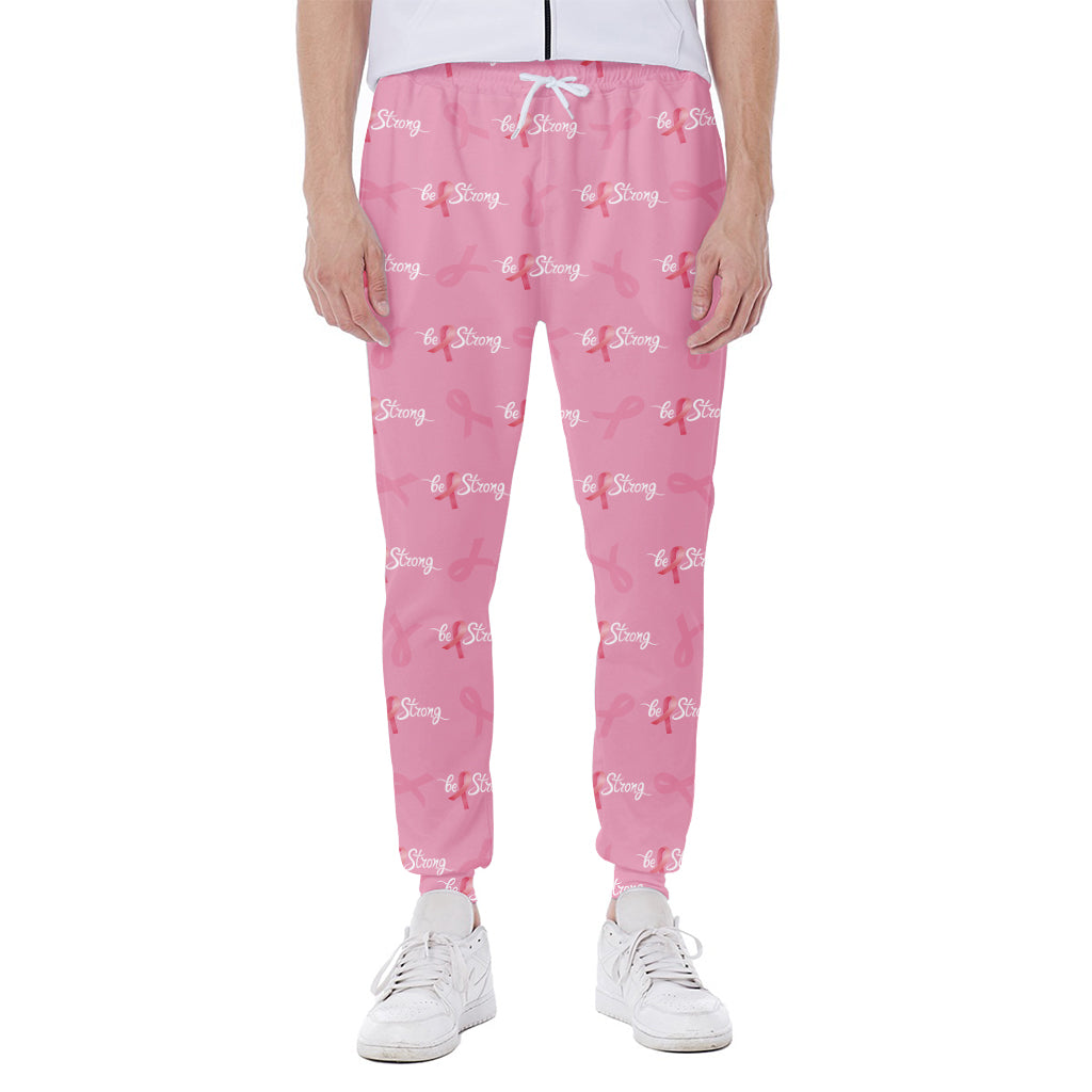 Be Strong Breast Cancer Pattern Print Scuba Joggers